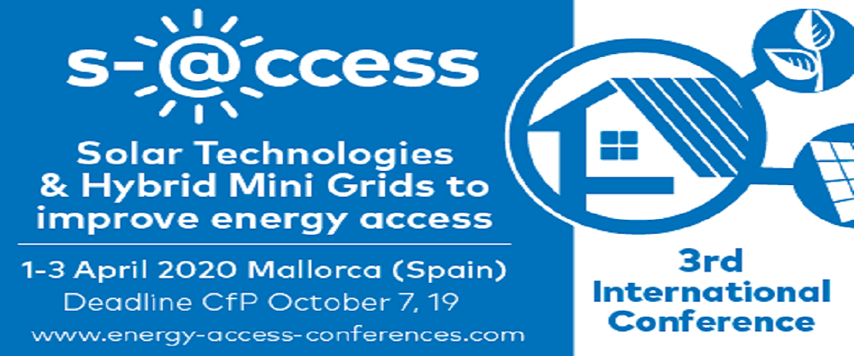 3rd Solar Technologies & Hybrid Mini Grids to improve energy access, Palma de Mallorca, April 1 - 3, 2020